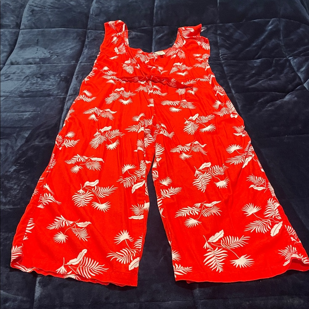 St. John's Bay Red Leaf Print Jumpsuit - Picture 5 of 10
